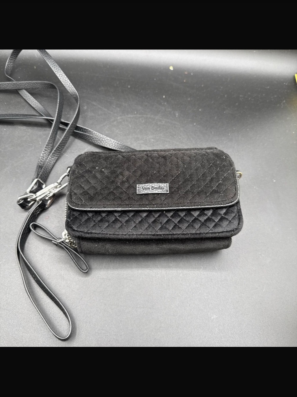 Vera Bradley Black Quilted Crossbody Wallet
